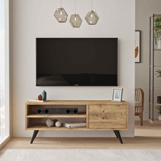 ΕΠΙΠΛΟ ΤΗΛΕΟΡΑΣΗΣ LOUNGE TV PINE-ΜΑΥΡΟ 110x40x44,4cm