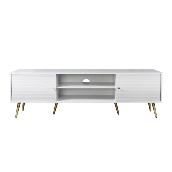 Έπιπλο τηλεόρασης Zizel με 2 πόρτες 160x39x49εκ. Λευκό - Χρυσό