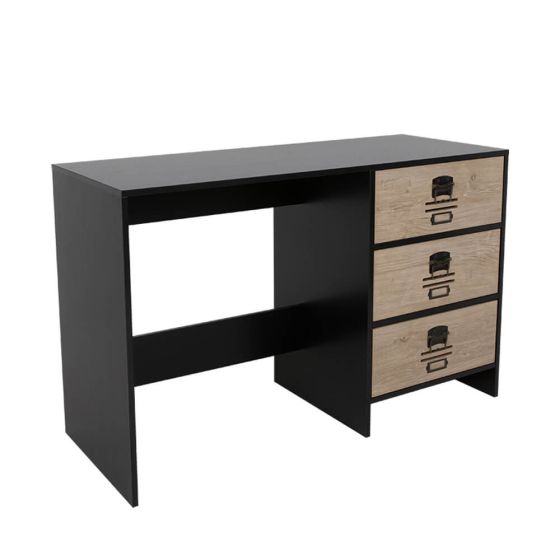 Γραφείο Blackly Slot 3 συρτάρια 120x48x76.5εκ. Μαύρο Oak Sonoma Decape