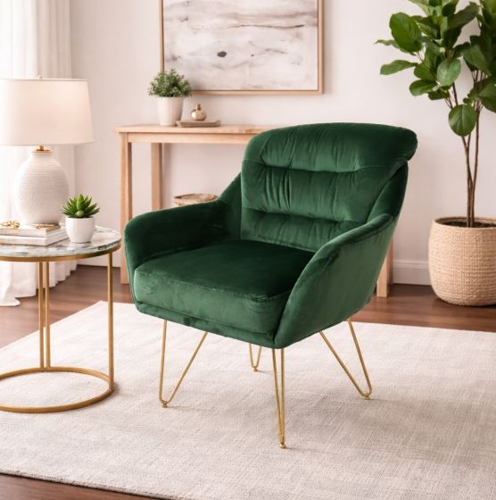 Πολυθρόνα Alina βελούδινη 75x71x90cm κυπαρίσσι  