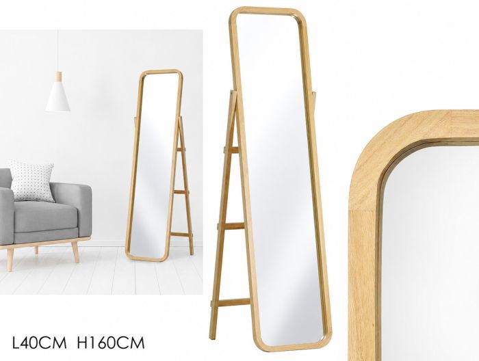 Καθρέπτης Δαπέδου με Ξύλινη Κορνίζα 40x160cm Φυσικό