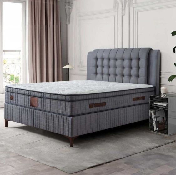 Lago κρεβάτι με αποθηκευτικό χώρο και στρώμα 160x200cm γκρι Spitimas