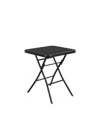 Τραπέζι εξωτερικού χώρου γυάλινο πτυσσόμενο Polaris 60x60x72cm μαύρο