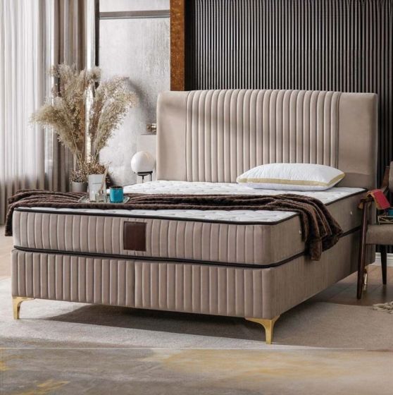 Nova κρεβάτι με αποθηκευτικό χώρο και στρώμα 160x200cm μπεζ Spitimas