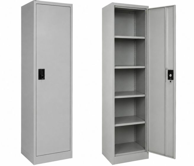 Ντουλάπα μεταλλική στενή με 4 ράφια 50x45x185cm γκρι ανοιχτό