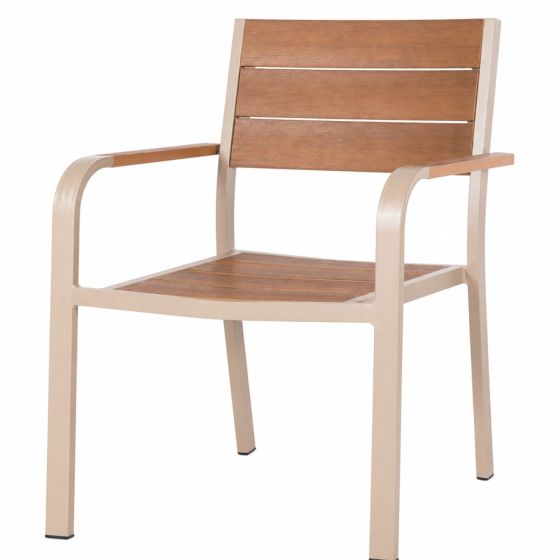 Πολυθρόνα Κήπου Siera Αλουμινίου με Polywood 55x56x86cm Εκρού