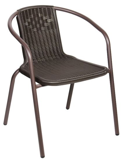 Καρέκλα μεταλλική Vivia 63x54x73cm wicker καφέ σκούρο