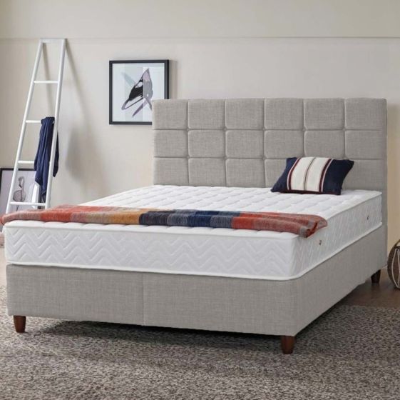 Side κρεβάτι με αποθηκευτικό χώρο και στρώμα 140x200cm ανοιχτό γκρι Spitimas