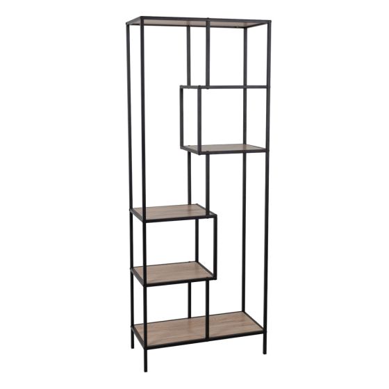 Βιβλιοθήκη Plegma 69x33x180.5εκ. Sonoma Μαύρο